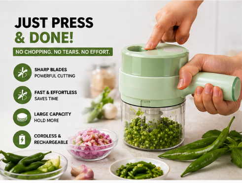4-in-1 Electric Vegetable Cutter, Slicer, Grater, Chopper