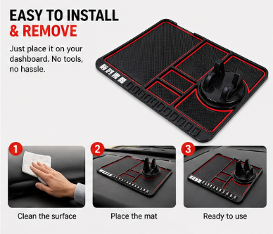Anti-Slip Car Dashboard Rotatable Phone Mat Pad PVC Car Mobile Phone Holder