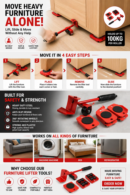 Heavy Furniture Lifter Tools with Sliders for Easy and Safe Shifting