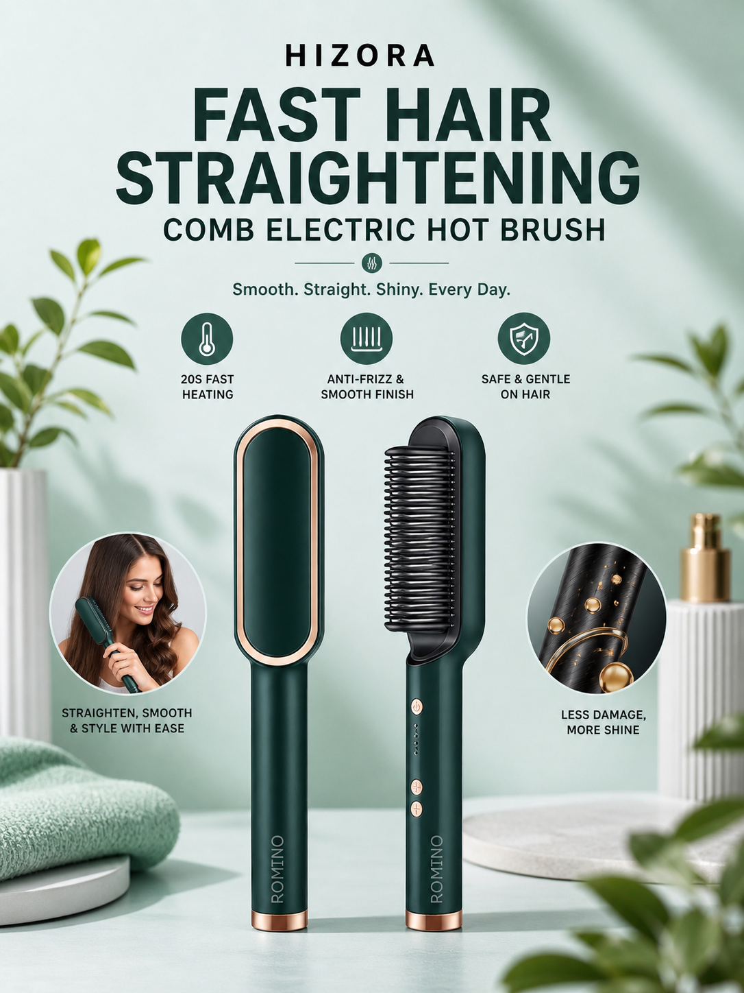 Fast Hair Straightening Comb Electric Hot Brush