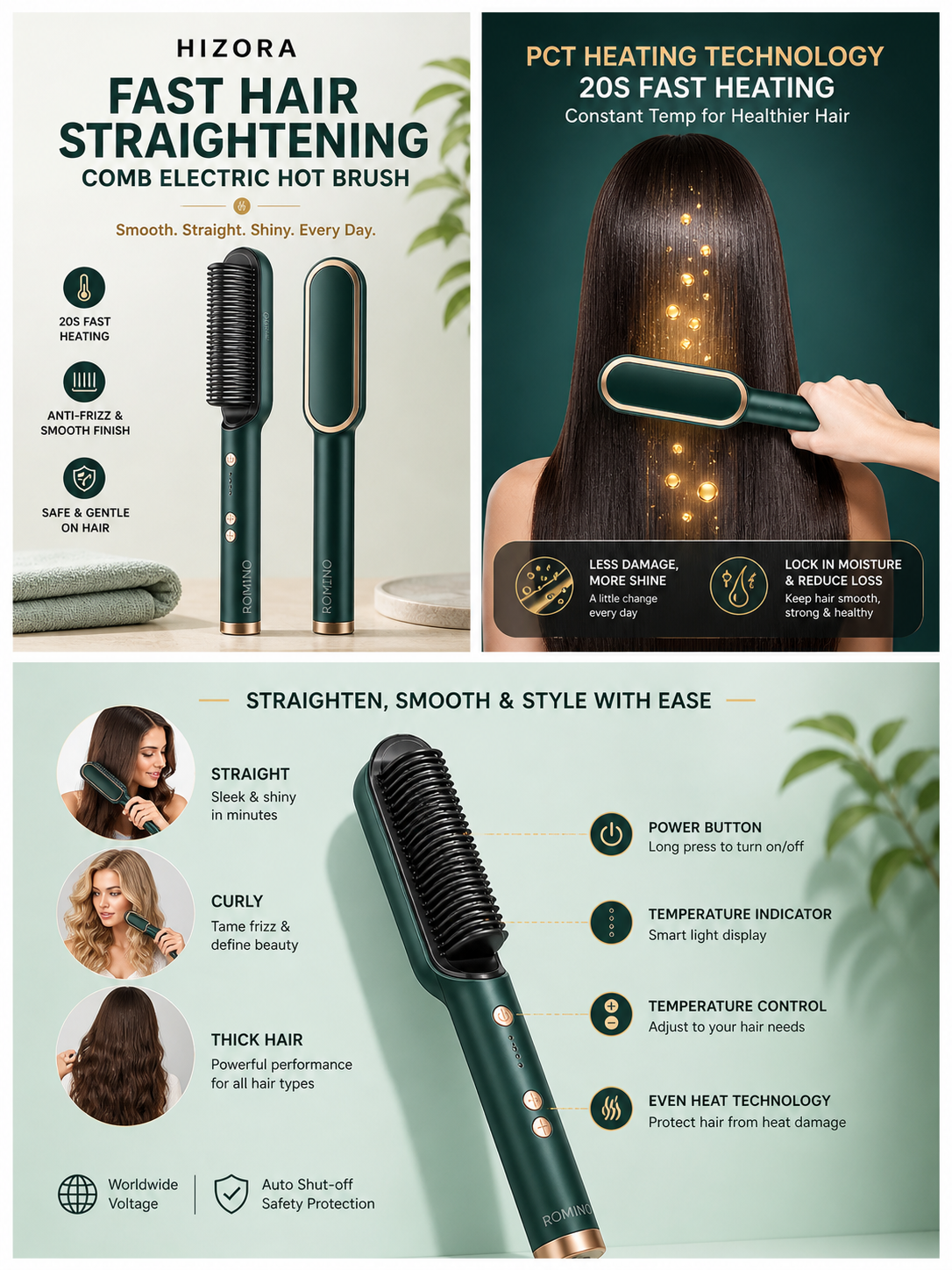 Fast Hair Straightening Comb Electric Hot Brush