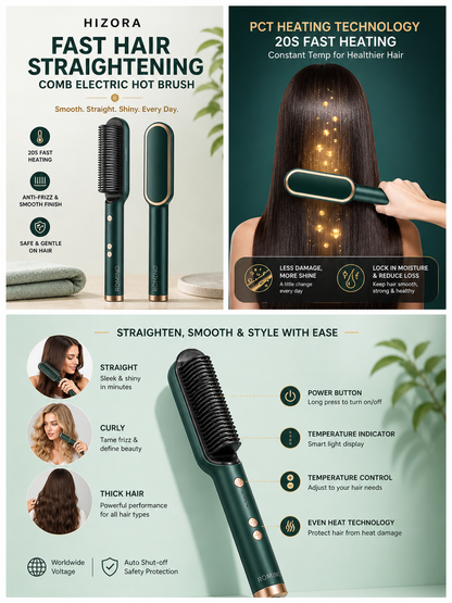 Fast Hair Straightening Comb Electric Hot Brush