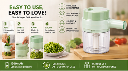 4-in-1 Electric Vegetable Cutter, Slicer, Grater, Chopper