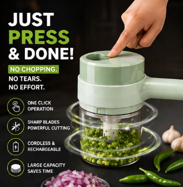 4-in-1 Electric Vegetable Cutter, Slicer, Grater, Chopper