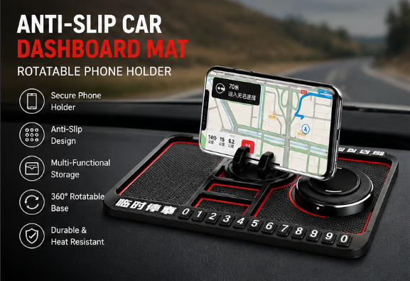 Anti-Slip Car Dashboard Rotatable Phone Mat Pad PVC Car Mobile Phone Holder