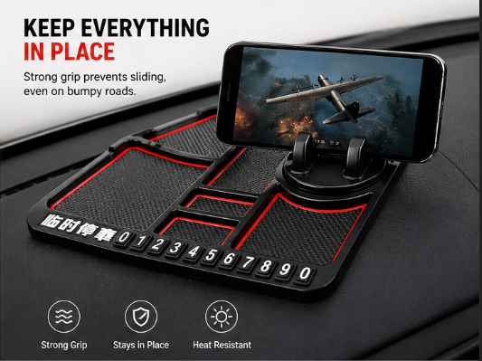 Anti-Slip Car Dashboard Rotatable Phone Mat Pad PVC Car Mobile Phone Holder