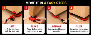 Heavy Furniture Lifter Tools with Sliders for Easy and Safe Shifting