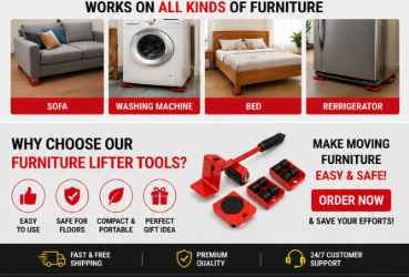 Heavy Furniture Lifter Tools with Sliders for Easy and Safe Shifting